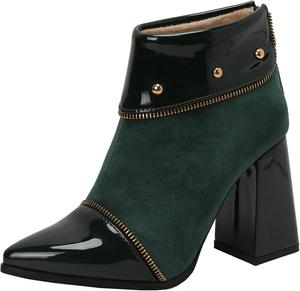 Женские элегантные ботильоны на массивном каблуке с застежкой-молнией, короткие ботинки с заостренным носком, которые подчеркнут ваш офисный и праздничный образ XIEPP, Green