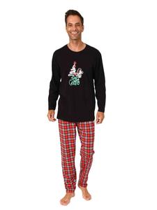 NORMANN Рождественская пижама с длинными рукавами и рождественским рисунком, черного цвета