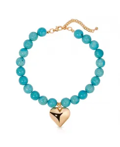 Массивное ожерелье в форме сердца из бирюзового золота с бусинами Ettika, turquoise