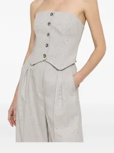 Украшенные брюки-палаццо свободного кроя NISSA, серый