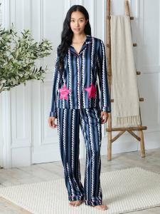 Пижамный комплект с карманом и пуговицами Chelsea Peers, Navy