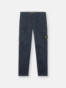 Брюки-карго обычного зауженного кроя с карманами на молнии Stone Island 3100304 STRETCH ORGANIC BROKEN TWILL COTTON 'OLD' EFFECT, синий
