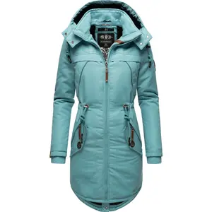 Зимнее пальто Marikoo "Kamii", спортивная женская зимняя парка со съемной отделкой. Капюшон, голубой