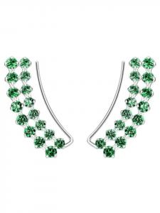 Alexander York Серьги, подвески, кубический цирконий, изумруд в два ряда, оправа из серебра 925 пробы, комплект из 2 предметов