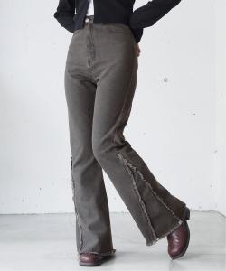 Отличные джинсы с расклешенной талией и боковой бахромой [Регулируемая талия/2 размера в наличии]