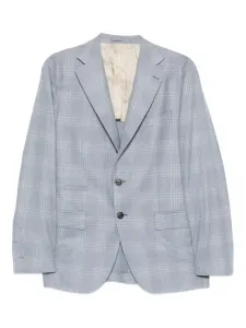 Однобортный пиджак в клетку Eleventy, синий