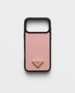 Кожаный чехол Saffiano для iPhone 17 Pro Prada, розовый