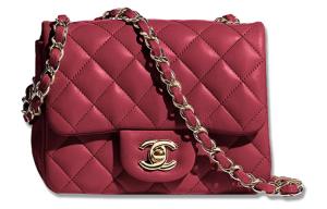 CHANEL Классический клатч на цепочке из ягненка мини женский бордовый