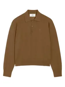 Трикотажная рубашка-поло AMI Paris, коричневый