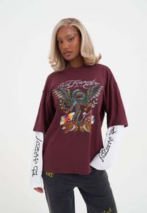 Топ Ed Hardy FLYING DRAGON DOUBLE SLEEVE, Burgundy/Bordeaux