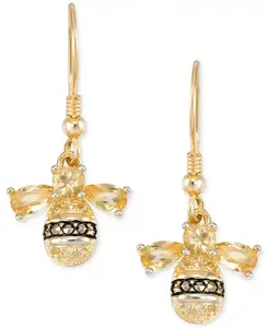Серьги-Подвески в виде пчелы с цитрином (2 карата) и марказитом из стерлингового серебра с покрытием из 18-каратного золота Macy'S, citrine