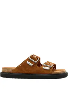 Сандалии с пряжками и перфорацией AllSaints, коричневый