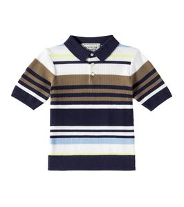 Полосатая рубашка-поло из хлопка вафельной вязки Scotch & Soda Kids, темно-коричневый