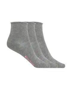 Набор из 3 пар женских носков из мерсеризованного хлопка гладкие с манжетой рюш Punto Blanco, серый