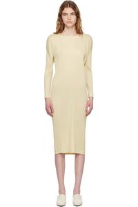 Pleats Please Issey Miyake Желтое платье миди на каждый месяц, декабрьские цвета