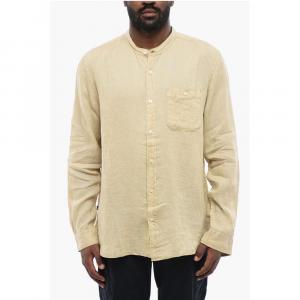 Корейская льняная рубашка с вырезом горловины Woolrich, Beige