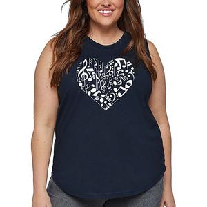 Женский топ plus size с принтом Word Art - Heart Notes La Pop Art, Navy
