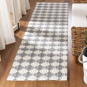 Ковер-дорожка SAFAVIEH, 69 x 244 см, Natura Collection, Grey & Ivory, ручной работы из вискозы и шерсти, идеален для помещений с высокой проходимостью в гостиной, спальне (NAT407F)
