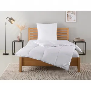 Пуховое одеяло + подушка «Moulle, пуховое одеяло 135х200 см, 155х220 см, 2 шт.», (экономный комплект), комплект с подушками 40х80 см, 80х80 см, лето, зима, производство Германия Home Affaire, белый