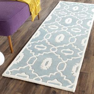 Ковер SAFAVIEH, 69 x 336 см, Chatham Collection Blue/Ivory CHT745B ручной работы геометрический премиум шерстяной ковер-дорожка