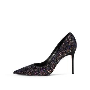 Тонкие каблуки Высокие каблуки 9,5 см Женские Черные JOOC, Футуристическое серебро [Высота каблука 7 см]