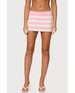 Женская трикотажная мини-юбка в полоску Kezia Edikted, розовый