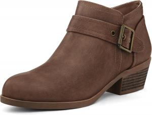Женские ботильоны mysoft на низком массивном каблуке, удобные с круглым носком и боковой молнией, Brown Pu