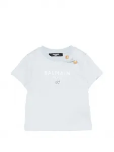 Футболка с декоративными пуговицами Balmain Kids, синий