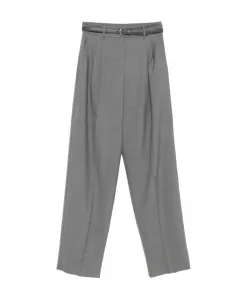 Серые шерстяные плиссированные брюки Max Mara Studio, серый