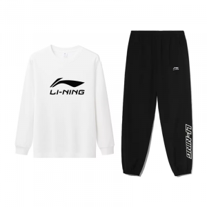 Li-Ning Casual Sportswear Unisex, белый sweatshirt+черный cuffed sports pants