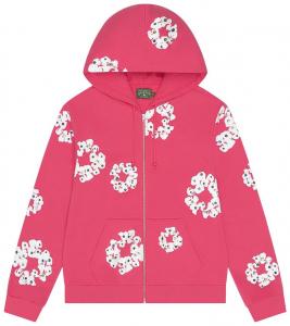 Худи на молнии Denim Tears с хлопковым венком и стразами, розовое