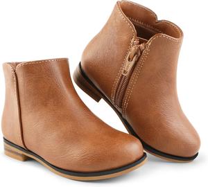 Детские ботинки для девочек с молнией, низкие босоножки с каблуком для малышей и маленьких детей FUPPIA, Brown