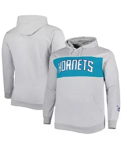 Мужская толстовка с капюшоном Big and Tall с надписью Charlotte Hornets, цвет вересково-серый Fanatics