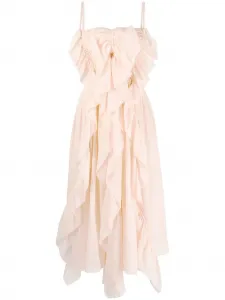Платье миди с оборками Chloé, розовый