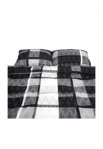 Женская флисовая постельное бельё из 100% полиэстера для комфортного сна Cofi, чёрно-серое 200x220 см