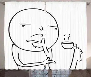 Шторы ABAKUHAUS в деревенском стиле, юмористические, с кофейным принтом, универсальные, с петлями и крючками, для гостиной, 280 x 245 см, черно-белые Abakuhaus