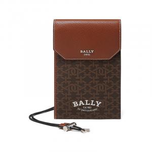 BALLY Кожаный чехол для телефона через плечо мужской коричневый