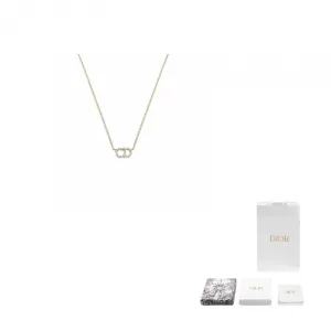 DIOR Латунное ожерелье с кристаллами, золотое, для женщин