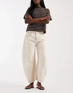 Джинсы бочонка со средней посадкой Free People God удачи цвета слоновой кости