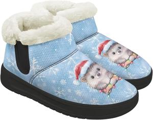 Женские зимние снежные ботинки, теплые ортопедические туфли, кроссовки на липучке с поддержкой свода, мягкие ботиночки для улицы Chririnla, Christmas Hedgehog