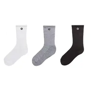 Повседневные носки мид-кальф Unisex 3 пары Lululemon, белый/светло-серый/черный