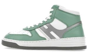 HOGAN Стильные женские кроссовки для скейтбординга H630 Mid Top, белые, зеленые, серебристые