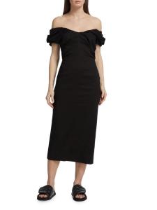 Платье-футляр миди Nora из льняной смеси A.L.C., черный