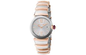BVLGARI Часы Wrist Watch Quartz Movement Stainless Steel 18K Rose Gold Strap Silver Dial Women's Watch, Silver Gray