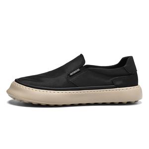 SEPTWOLVES Коллекция Slip On устойчивые к истиранию дышащие легкие с амортизацией низкие кеды на холсте мужские черно-коричневые, цвет Black Brown (Standard Leather Shoe Size)