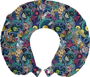 Подушка для путешествий ABAKUHAUS, с изображением научно-фантастической тематики, дорожный аксессуар из пеноматериала для самолета и автомобиля, 30 x 30 см, разноцветная Abakuhaus