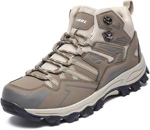 Мужские высокие туристические ботинки водонепроницаемые, для активного отдыха на открытом воздухе, с широкой посадкой, кожаным верхом, противоскользящие кроссовки для походов, зимних прогулок и восхождений в горы Qacksv, коричневый