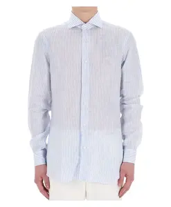 Сшитая на заказ льняная рубашка для весны-лета Barba, синий