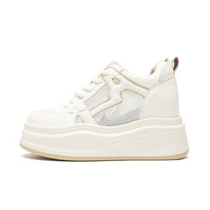 ZHR Износостойкие и легкие низкие скейтерские кроссовки женские - бежевый абрикос[платформа 6 см + скрытая танкетка 2 см], цвет Beige Apricot[Platform Sole 6cm+Hidden Wedge 2cm]