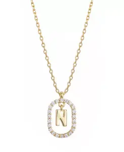 Ожерелье с плавающей буквой из позолоченного кубического циркония Adornia, gold-n